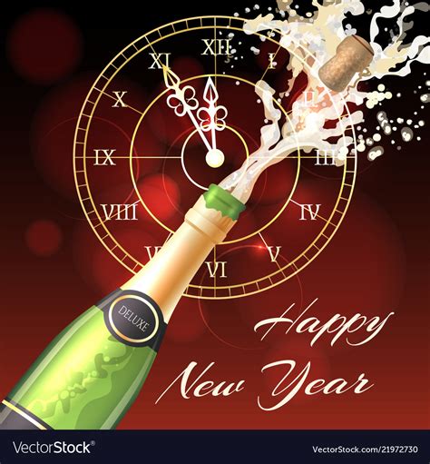 Happy New Year Champagne Poster Royalty Free Vector Image