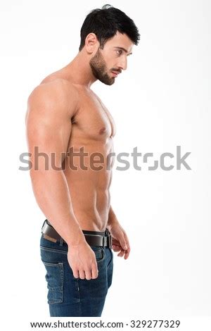 When one side contracts, the trunk rotates. Side View Portrait Handsome Man Muscular Stock Photo ...