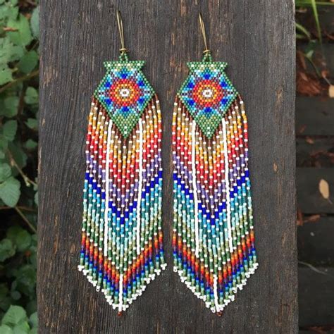 Puspafractal Seed Bead Earrings Sacred Geometry Handmade Ooak