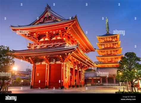 Asakusa Tokyo At Sensoji Temples Hozomon Gate And Five Storied Pagoda