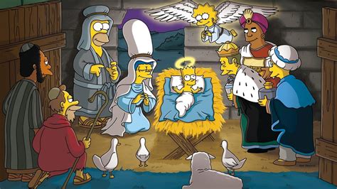 The Simpsons Nativity Scene Poster Bart Simpson Christmas Cartoon