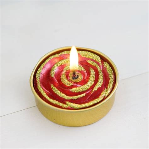 2 Pack Redgold Glitter Rose Tealight Candles Unscented Dripless Wax