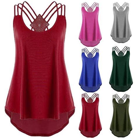 Buy Women Summer Tops Pullover Sexy Vest Fashion Blouses Solid Color Gallus Tops At Affordable
