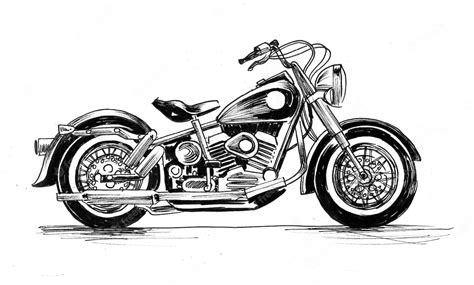 Premium Photo Classic American Motorcycle Ink Black And White Drawing