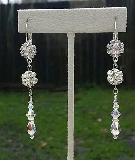 Crystal And Rhinestone Drop Earrings Etsy