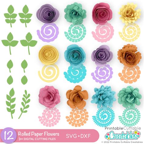 Rolled Paper Flower Svg Templates For Cricut And Silhouette