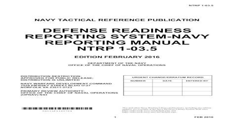 Defense Readiness Reporting System Navy Reporting 1 035defense