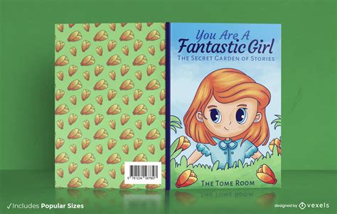 Redhead Girl In Garden Book Cover Design Vector Download