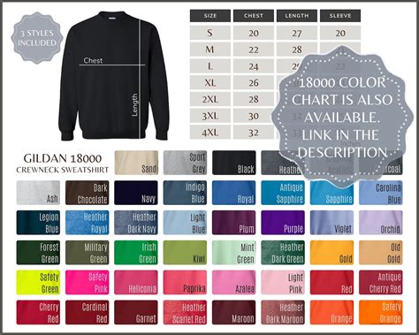 Gildan 18000 Size Chart Gildan G180 Sweatshirt Size Table Etsy Uk
