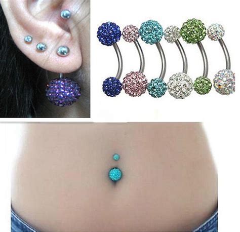 Square Color Double Zircons Belly Button Ring 5 Colors 316l Stainless