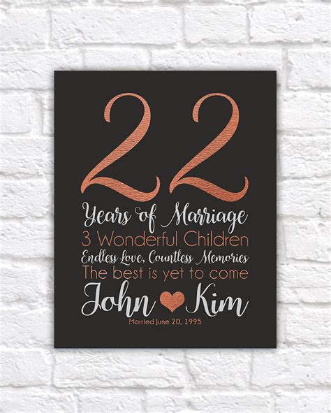 Personalized Anniversary Ts 22 Years Copper Anniversary Style Wife Wedding Anniversary