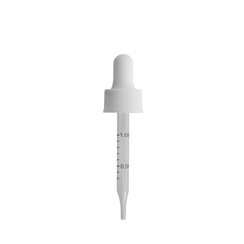 20 400 White Dropper With Rubber Bulb And Glass Pipette Fits 1 Oz