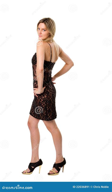 Sexy Vrouw In Een Weinig Zwarte Kleding Stock Afbeelding Image Of Hoog Persoon 22036891