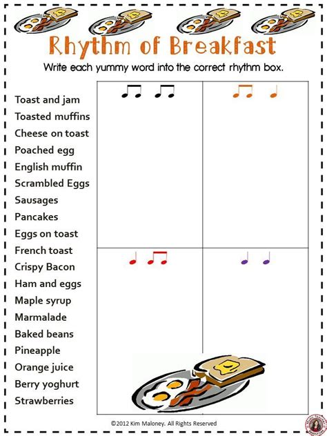 Rhythm Worksheet For Elementary Students