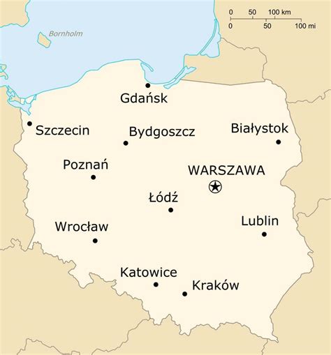 Mappa delle città polacche principali città e capitale della Polonia