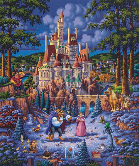 Thomas Kinkade Disney Beauty And The Beast Hidden Characters