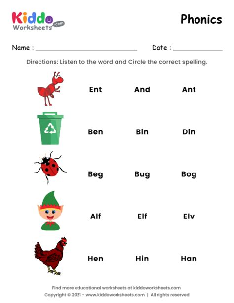 Free Printable Phonics Worksheet For Preschool