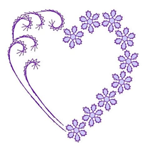 Heart Flower Swirl Valentine Paper Embroidery Pattern For Etsy