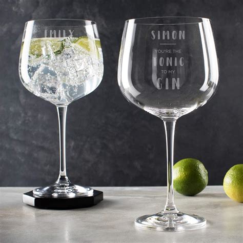 Pair Of Personalised Gin Glasses Christmas Ts For Couples Gin To My Tonic Tonic To My Gin
