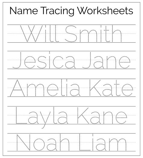 free printable name tracing worksheets printable worl