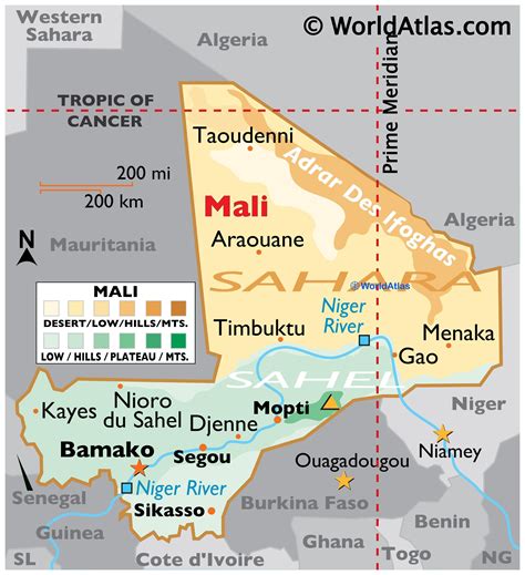 mali map geography of mali map of mali