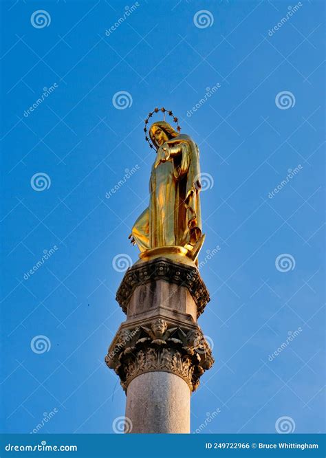 Gilded Statue Of The Virgin Mary Zagreb Croatia Stock Photo Image