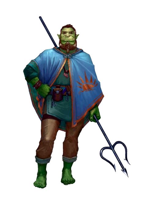 Male Half Orc Cleric Of Hanspur River Trident