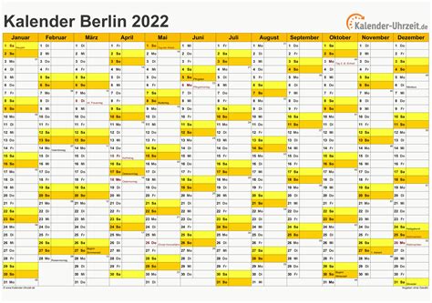 Feiertage 2022 Berlin + Kalender
