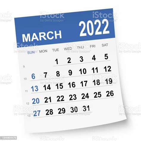 Kalender Maret 2022 Ilustrasi Stok Unduh Gambar Sekarang Kalender