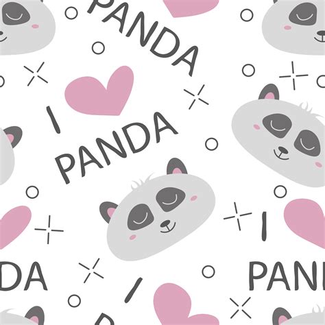 Sem Costura Padrão Desenhado à Mão Rostos De Pandas Fundo Para