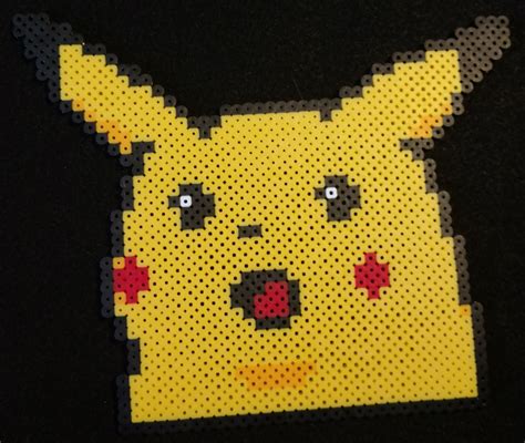 Suprised Pikachu Meme Bead Sprite Pixel Art Handmade Geek Craft Perler