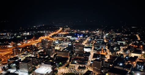 An Aerial View Of Night Time Chattanooga Tennessee Free Stock Video