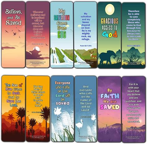 Salvation Scriptures Cards Bookmarks For Kids 12 Pack Collection Of