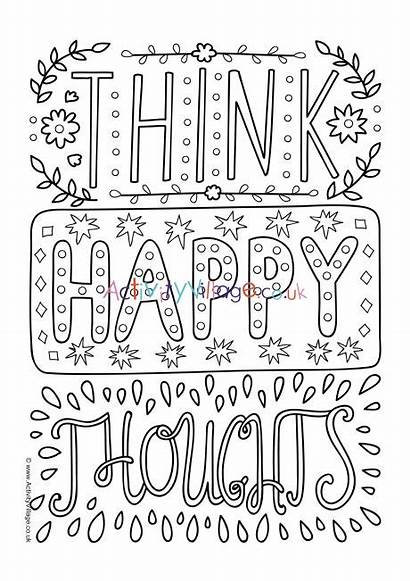 Colouring Happy Thoughts Think Pages Quotes Adults