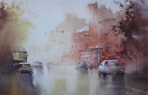 Ilya Ibryaev Morning In The City Watercolor 35х53 Cm Watercolor