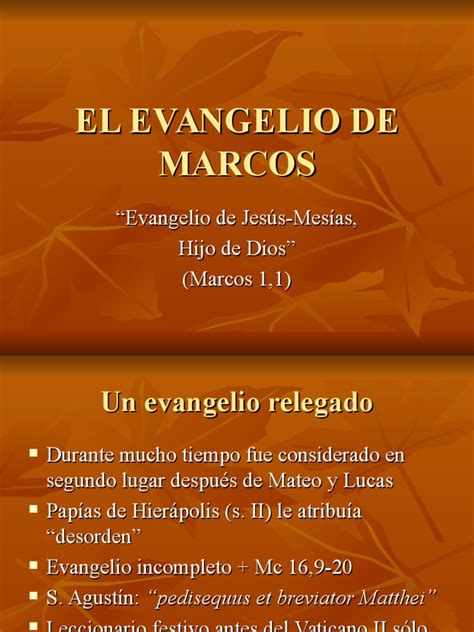 El Evangelio De Marcos Generalidades Evangelios San Pedro