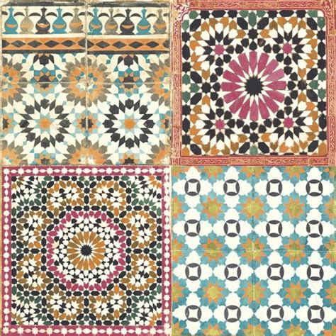 Grandeco Botanical Moroccan Tile Pattern Wallpaper Retro