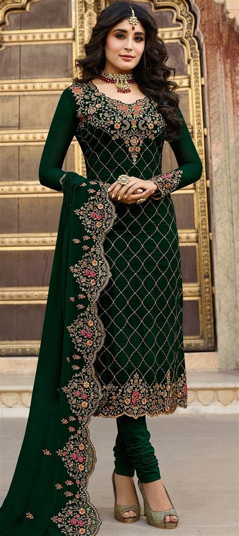 Bollywood Green Color Georgette Fabric Salwar Kameez 1567650