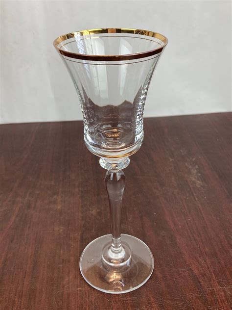 Mikasa Jamestown Stemware Crystal Gold Rim 4 Oz Water Goblets Set Of 4