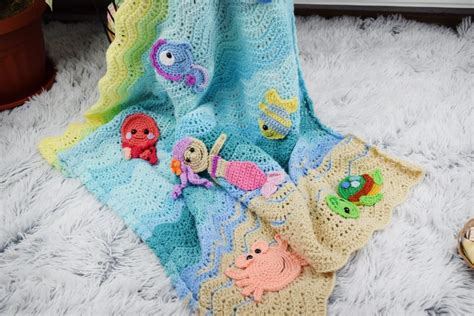Appliques Crochet Baby Blanket Undersea Sweetness ⋆ Passionatecrafter