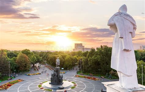 Shevchenko Park In Kharkiv Downtown Ukraine Aerial View Stock Photo