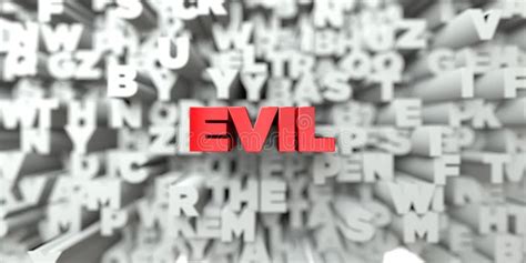 Evil Red Text On Typography Background 3d Rendered Royalty Free