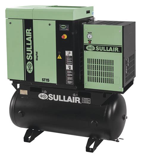 Sullair 3 Phase 15 Hp Rotary Screw Air Compressor With 120 Tank Size