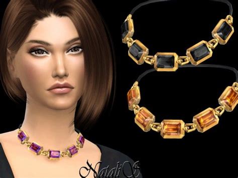 The Sims Resource Octagon Crystals Necklace By Natalis • Sims 4