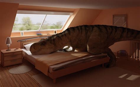Dinosaurs Bed Humor House Wallpapers Hd Desktop And