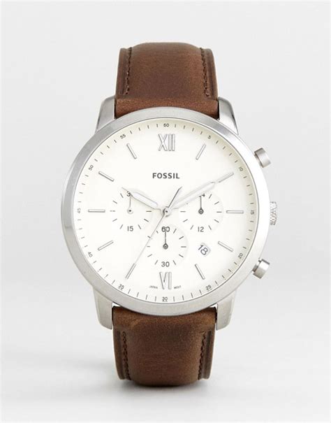 Fossil Fossil Fs5380 Neutra Chronograph Leather Watch In Brown