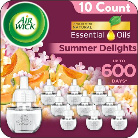 Air Wick Plug In Refill 10ct Summer Delights Scented Oil Air Freshener Essential Oils Eco