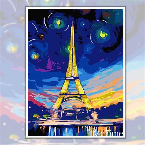 Paint By Numbers Malaysia Paris Eiffel Tower Starry Night Metime Art