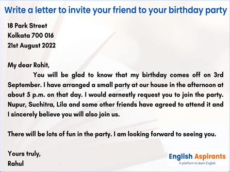 Writing A Birthday Invitation Letter Printable Templates