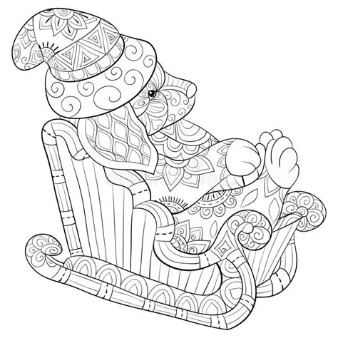 Adult Coloring Page A Cute Dog For Relaxingzen Art Style